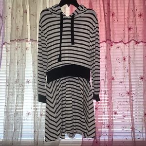 Black and White Hoodie Dress